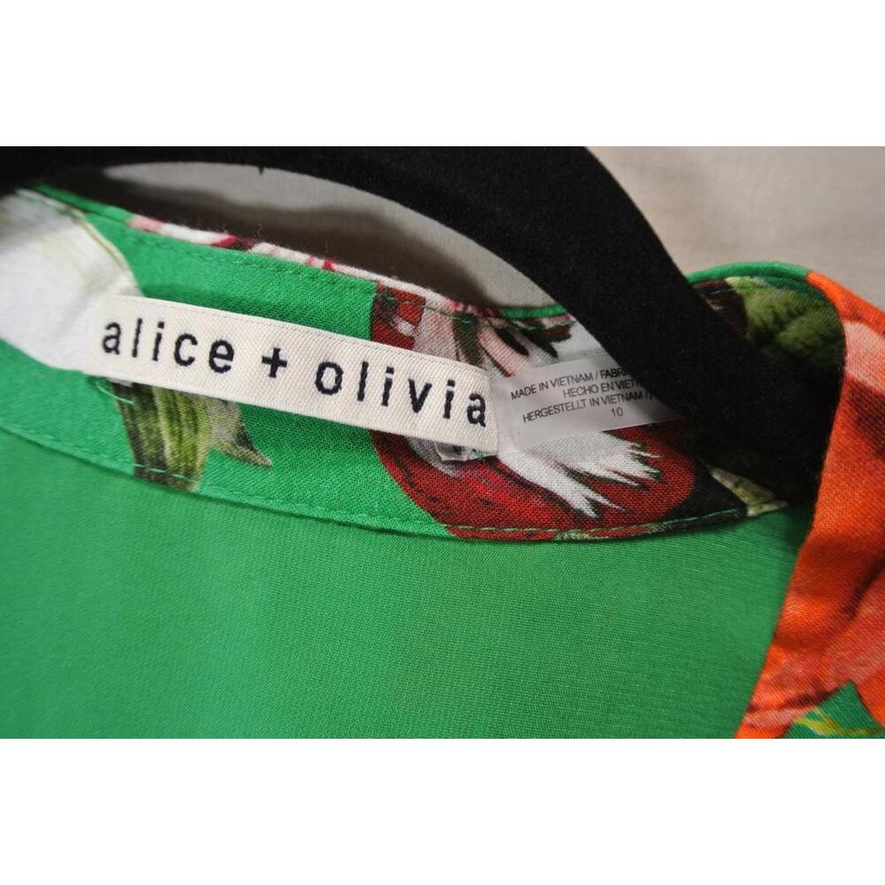 NEW, Alice + Olivia Antonette Button Front Dress in Green Sz 10 #MD1408 - Picture 9 of 11